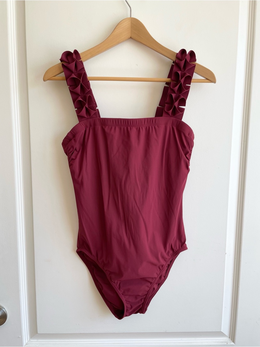 Karla Coletto Swimsuit Uk 10 US 6 Square Neckline Ruffled Straps